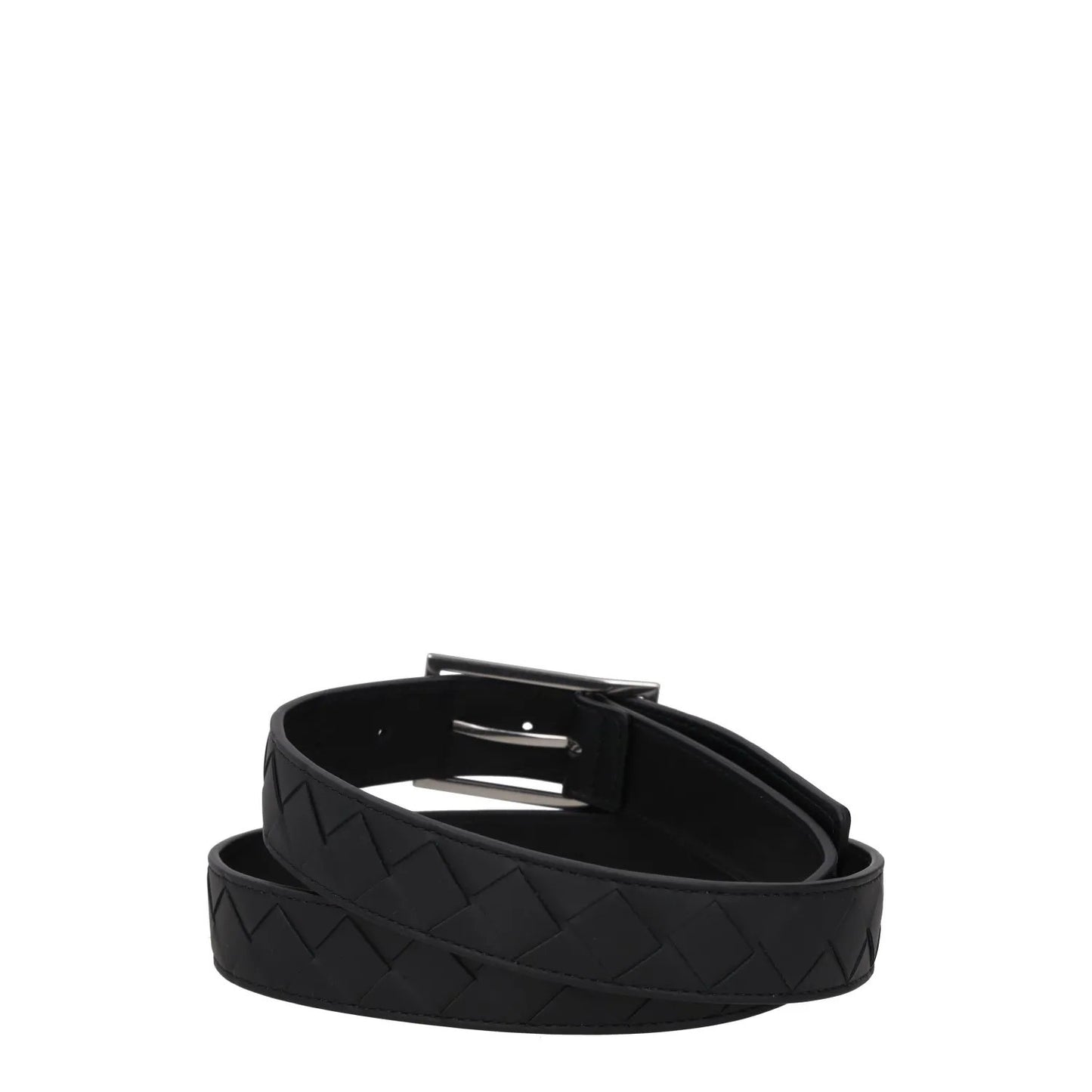 BOTTEGA VENETA Womens Belt Black Leather Dark Silver Buckle Size 90 RRP 550 — View 4