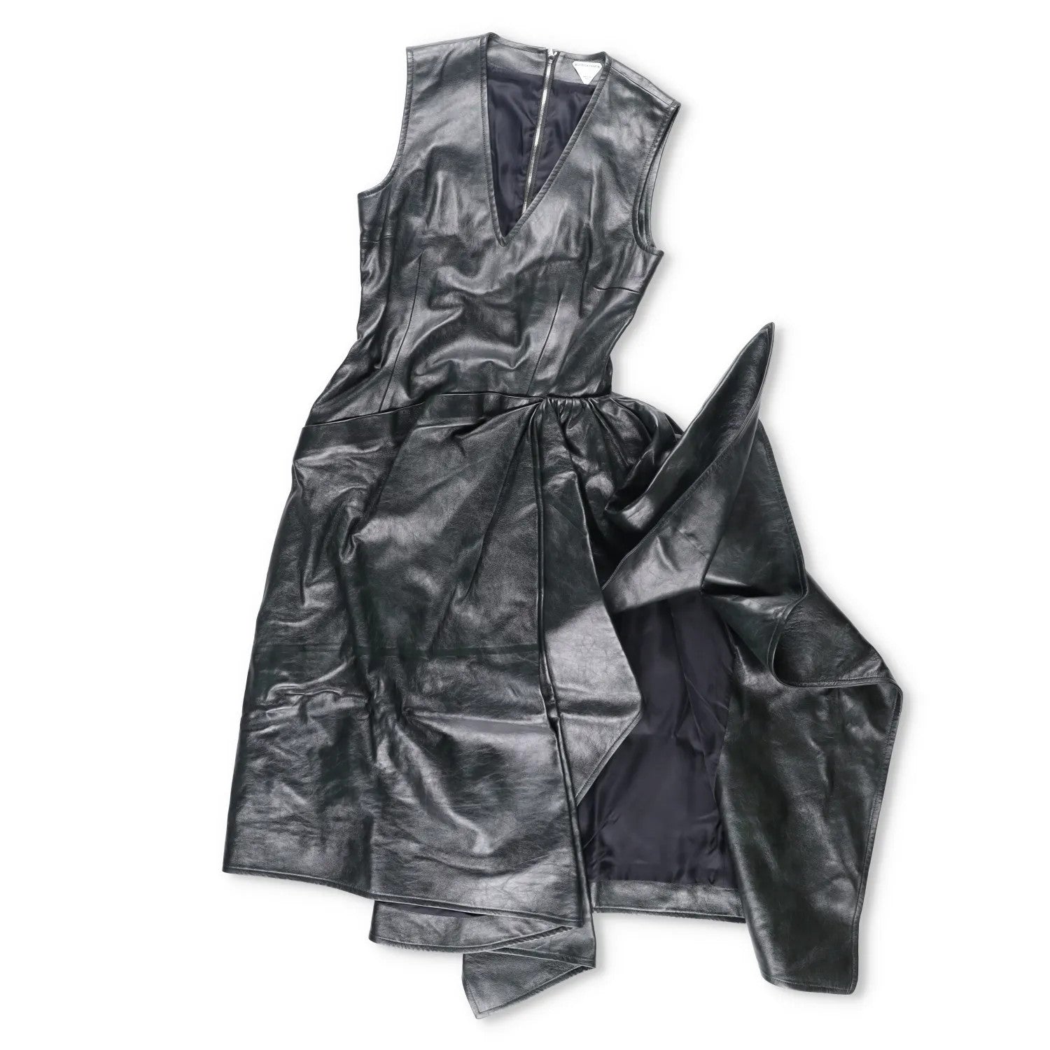 BOTTEGA VENETA Womens Midi Dress Sleeveless Side Drop Leather Black 42 RRP 5200 — View 5