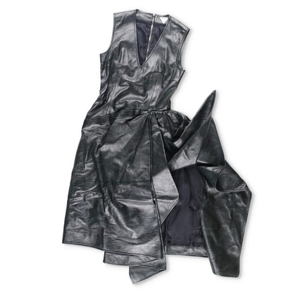 BOTTEGA VENETA Womens Midi Dress Sleeveless Side Drop Leather Black 42 RRP 5200 — View 5