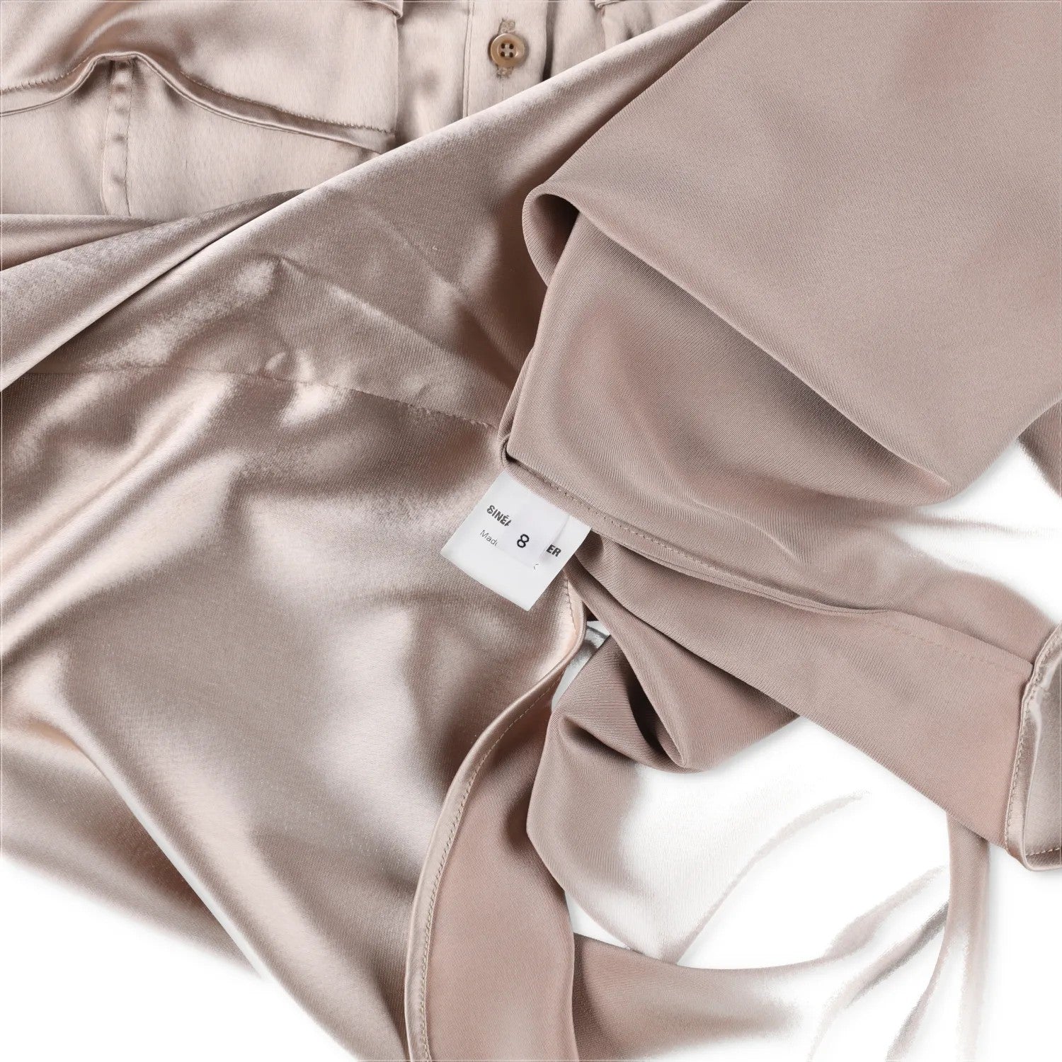 SINEAD O'DWYER Womens Classic Satin Viscose Caramel Blouse Metallic 8 RRP 805 — View 9