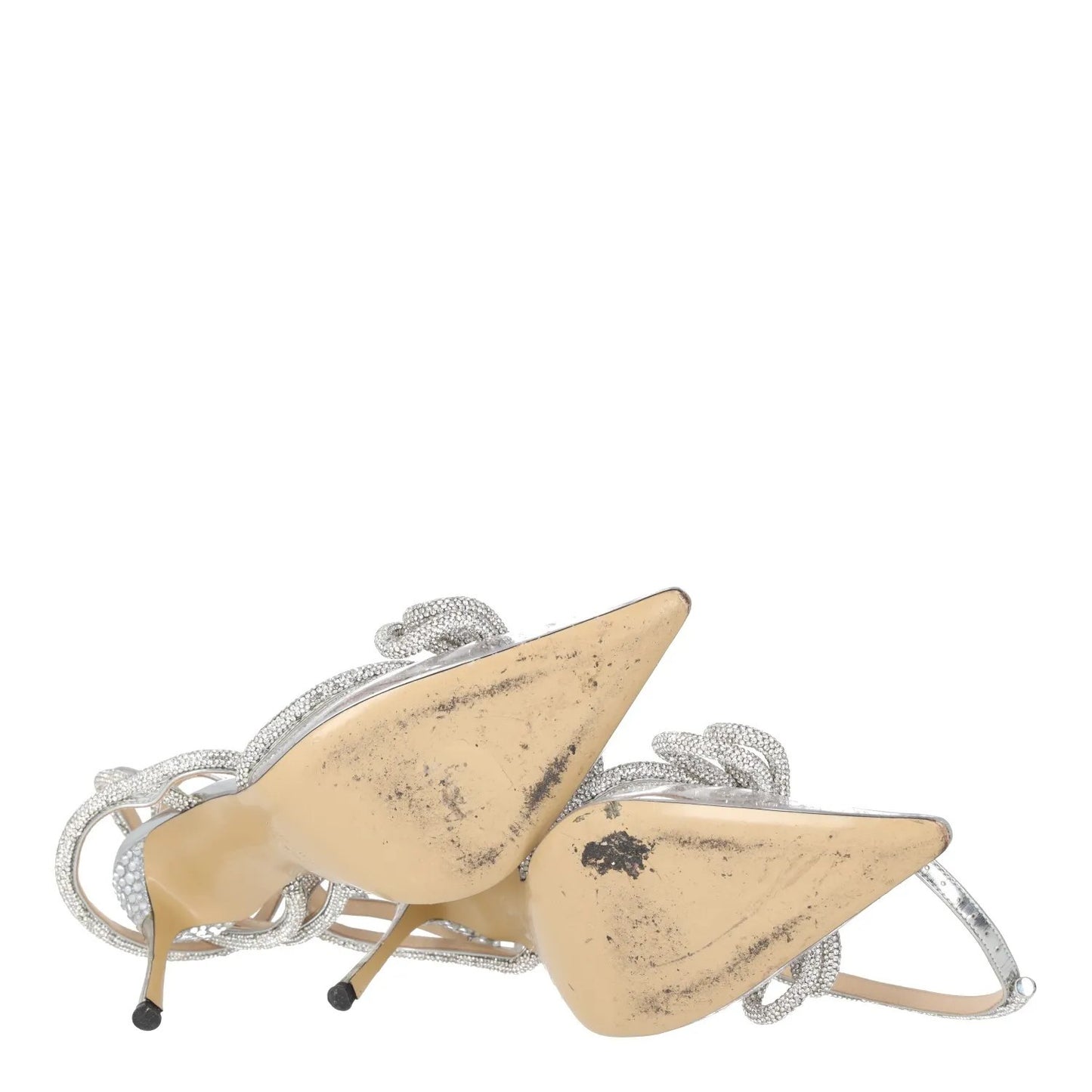 MACH & MACH Silver Strappy Slingback Heels Leather Ankle Strap Bow EU 39 RRP 880 — View 11