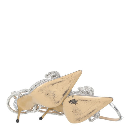 MACH & MACH Silver Strappy Slingback Heels Leather Ankle Strap Bow EU 39 RRP 880 — View 11