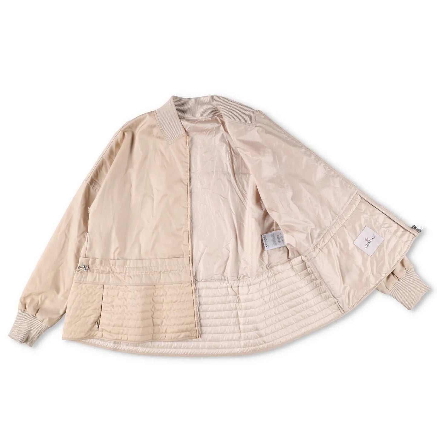 MONCLER Womens Bomber Jacket Beige Nylon Long Sleeve Quilted Zip RRP 1200 — View 10