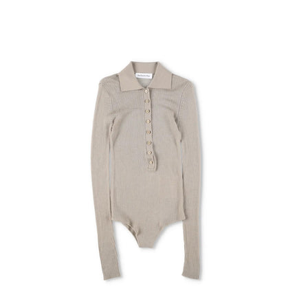 FRANKIE SHOP Womens Solana Polo Bodysuit Ribbed Knit Beige Size XS RRP 198 — View 6