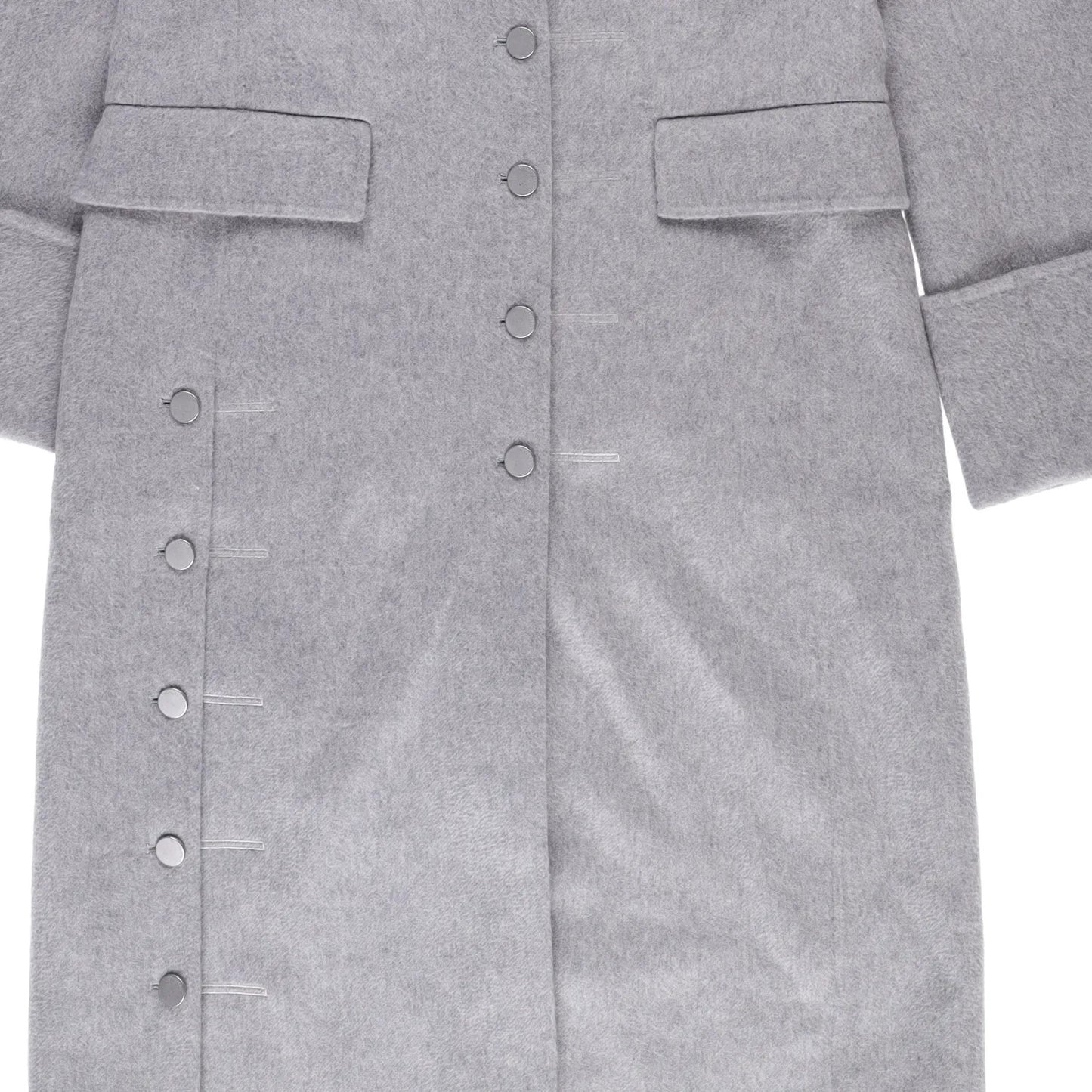 J.W.Anderson Mens Straight Fit Multi Button Grey Wool Blend Overcoat 8 RRP 1210 — View 4