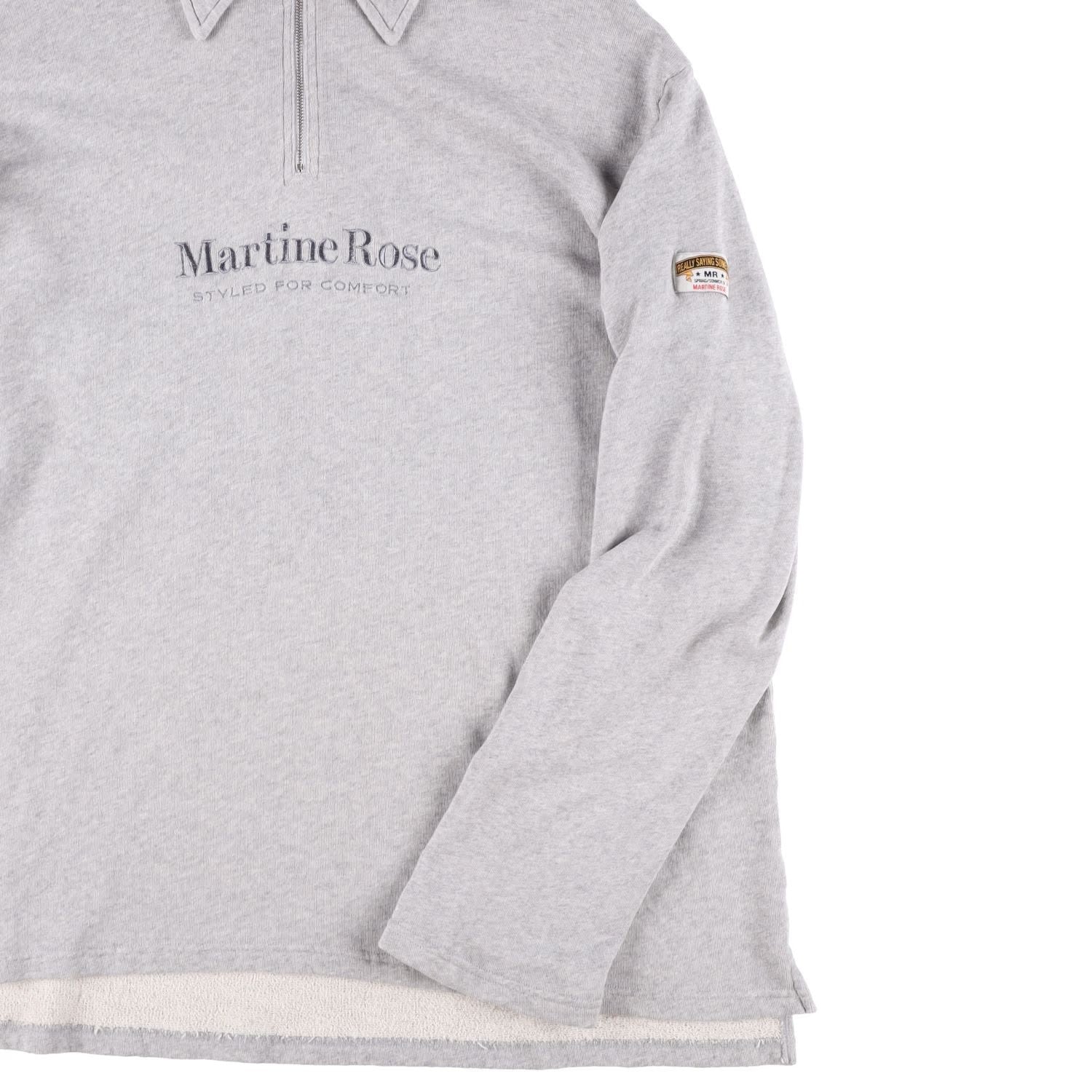 MARTINE ROSE Mens Polo Shirt Collared Quarter Zip Grey Long Sleeve Size L RRP340 — View 5