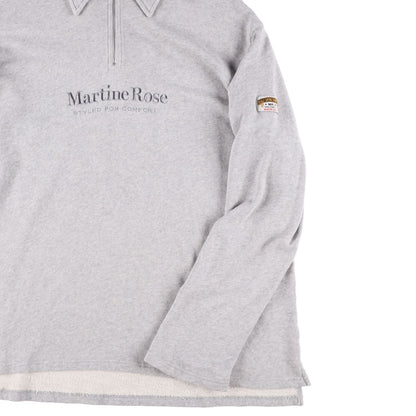 MARTINE ROSE Mens Polo Shirt Collared Quarter Zip Grey Long Sleeve Size L RRP340 — View 5
