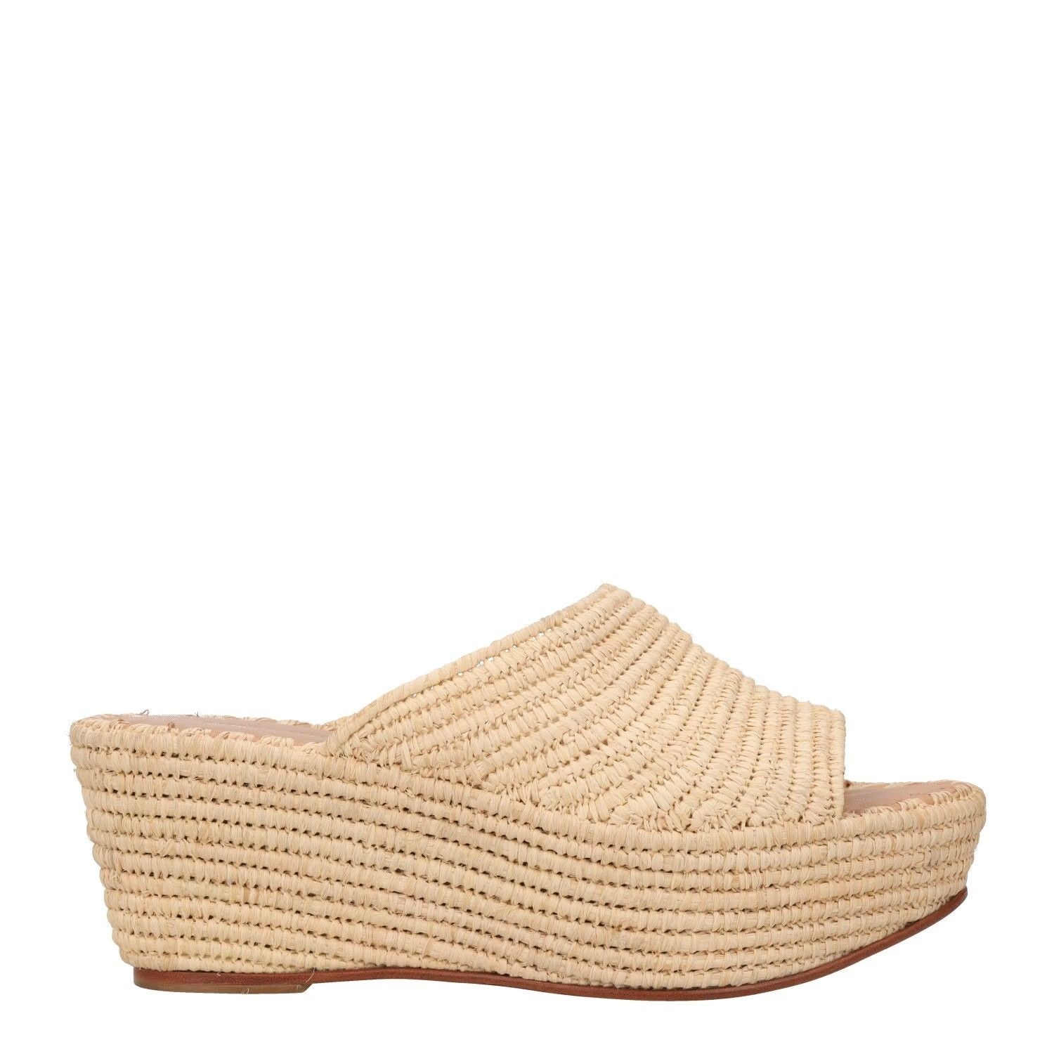 CARRIE FORBES Womens Wedge Heeled Sandals Beige Leather Open Toe UK 7 RRP 418