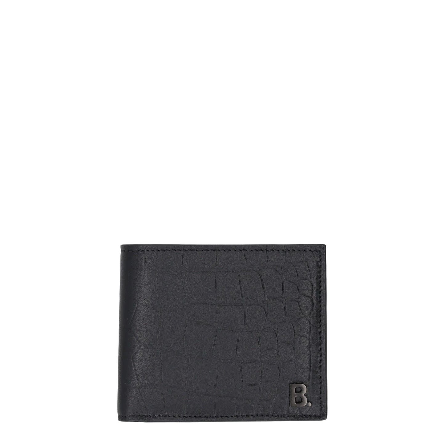 BALENCIAGA Mens Wallet Folding Logo Accent Black Leather One Size RRP 375