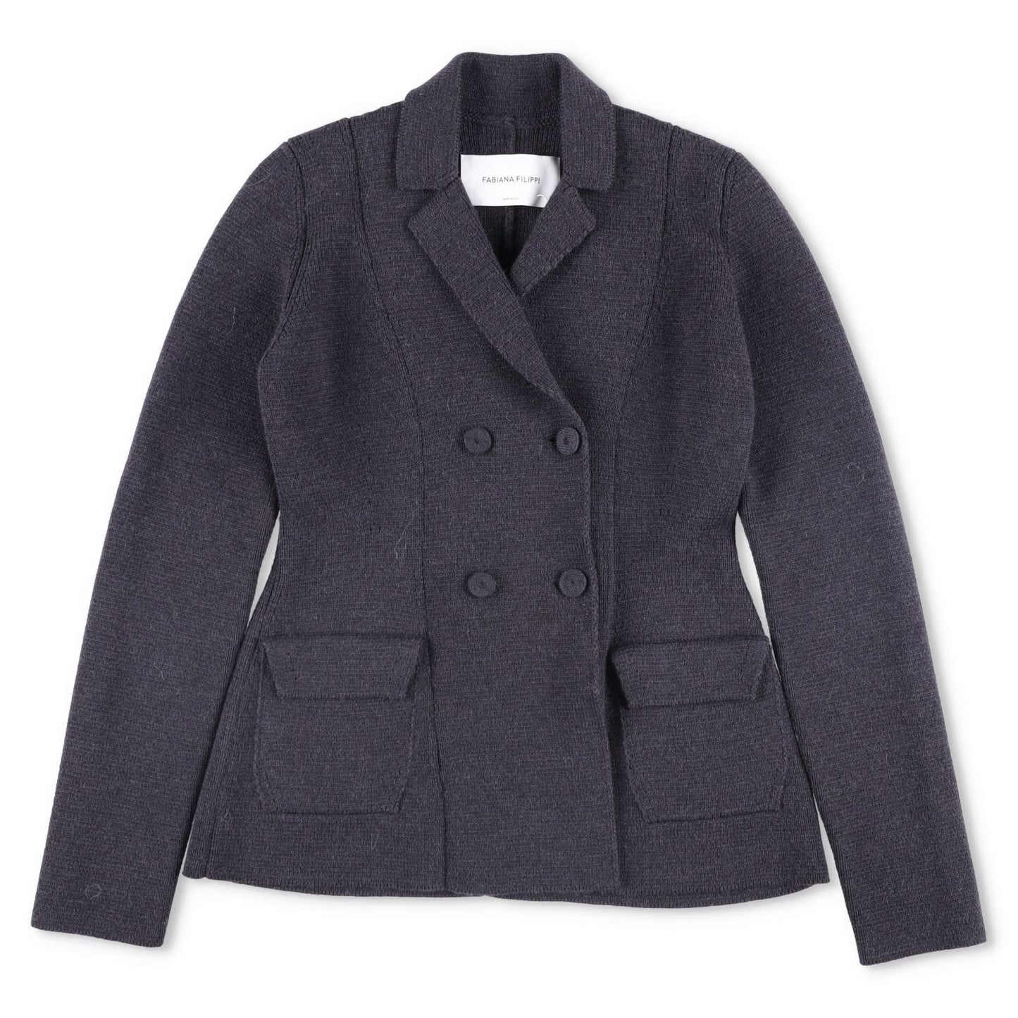 FABIANA FILIPPI Womens Blazer Wool Grey Double Breasted Pockets Size 8 RRP 600