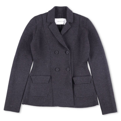 FABIANA FILIPPI Womens Blazer Wool Grey Double Breasted Pockets Size 8 RRP 600