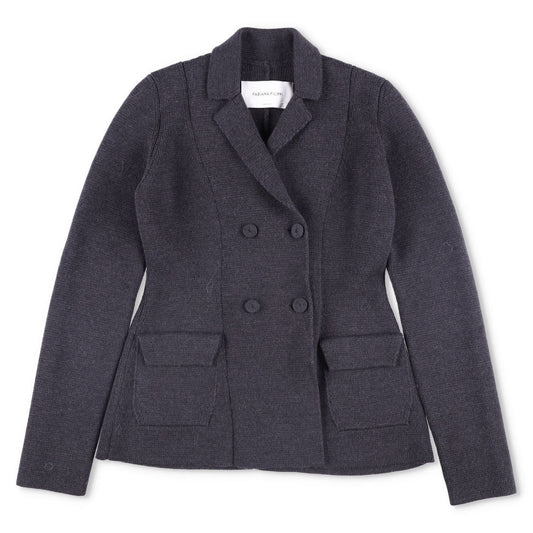 FABIANA FILIPPI Womens Blazer Wool Grey Double Breasted Pockets Size 8 RRP 600