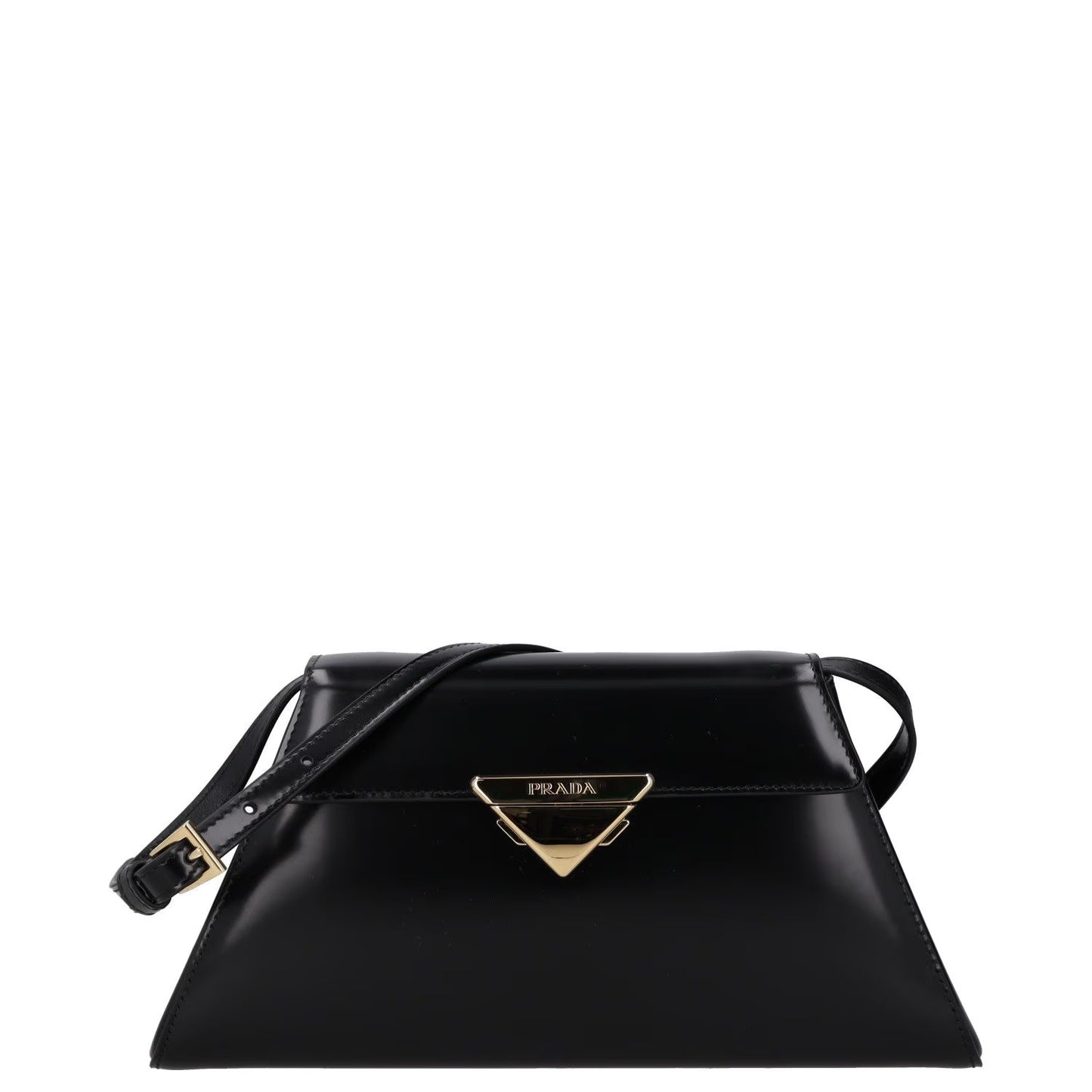 PRADA Womens Spazzolato Brushed Leather Shoulder Bag Black Size M RRP 2650