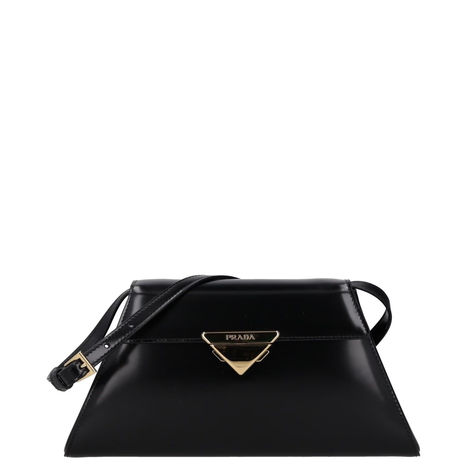 PRADA Womens Spazzolato Brushed Leather Shoulder Bag Black Size M RRP 2650