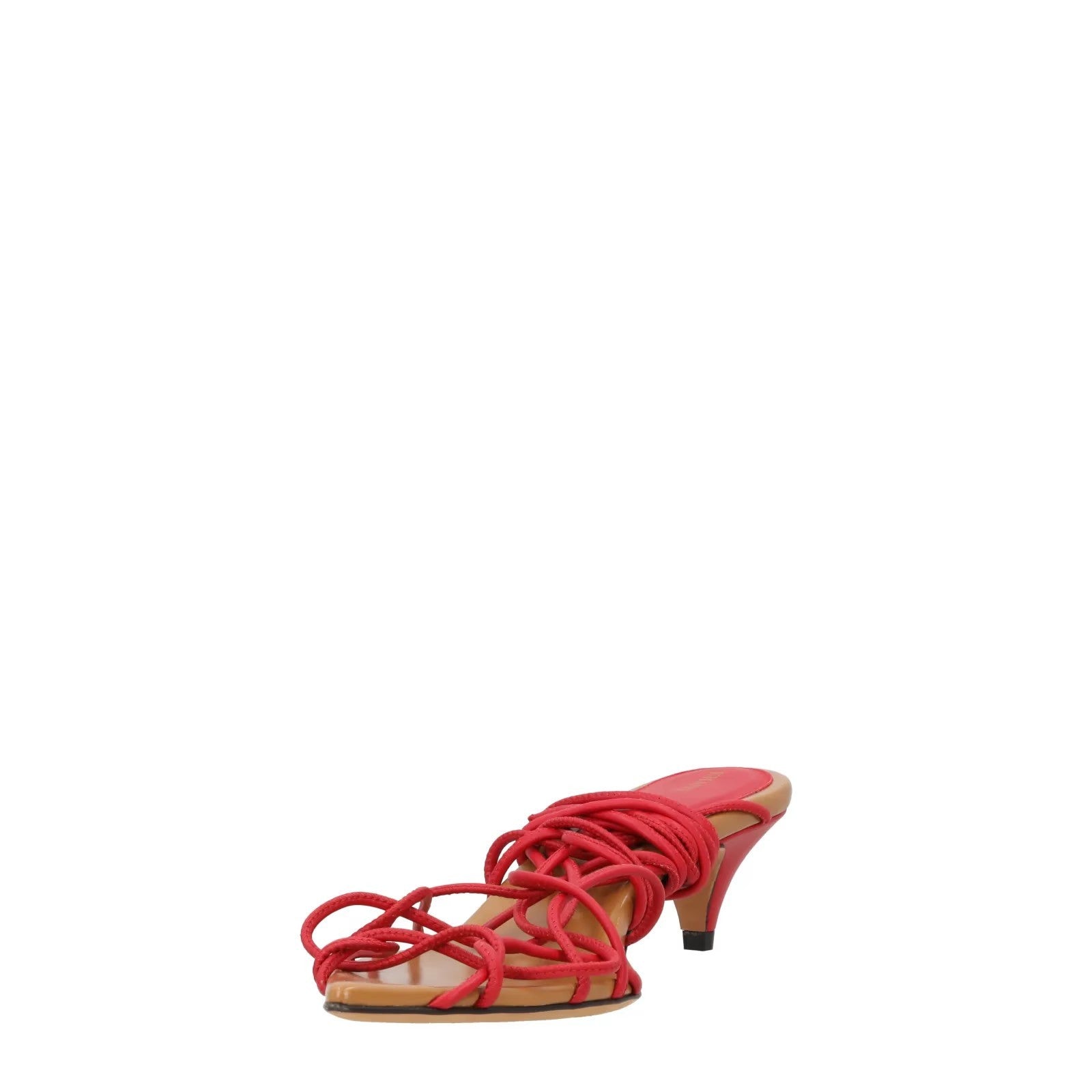 KHAITE Womens Arden 45 Red Leather Kitten Heel Sandals Strappy UK 5 RRP 880 — View 3