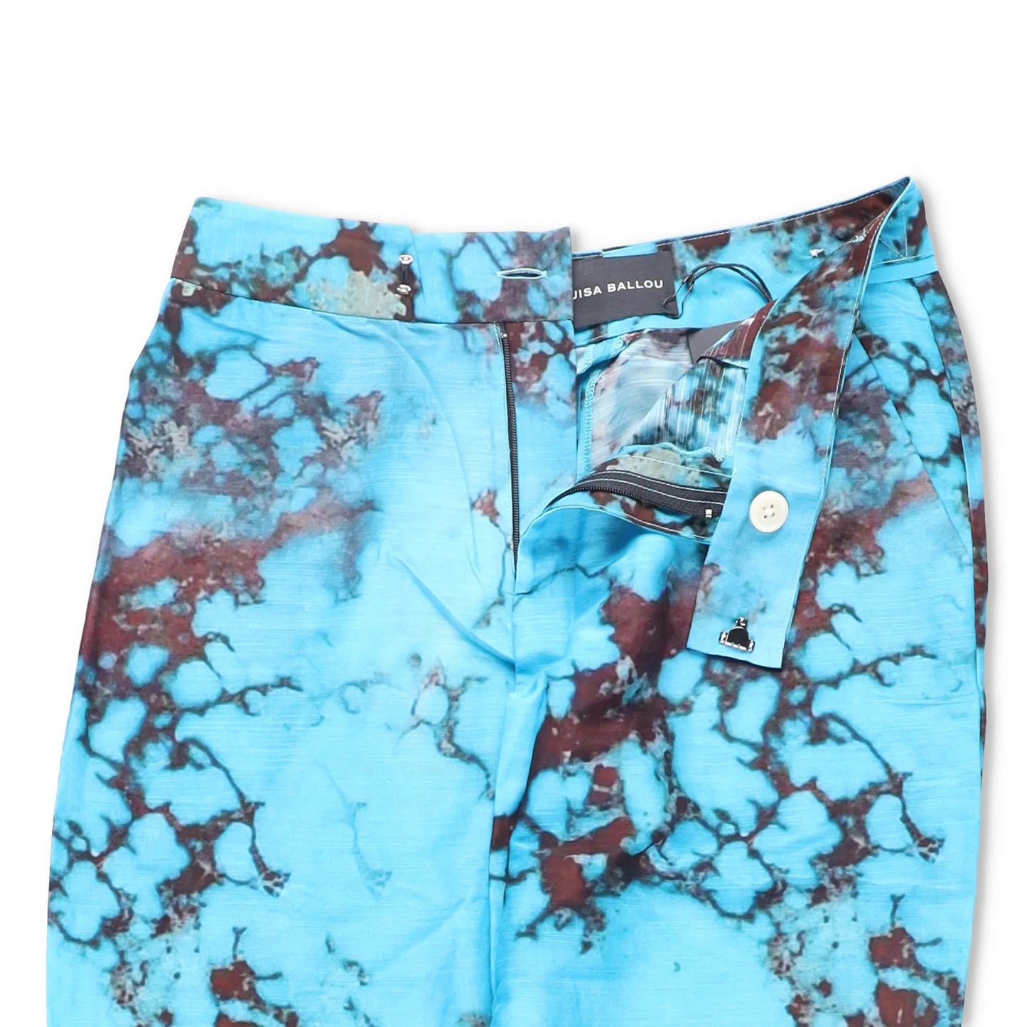 LOUISA BALLOU Womens Trousers Wide Straight Leg Turquoise Stone Blue XS RRP 510 — View 5