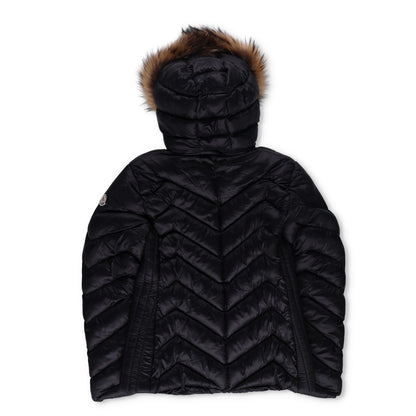 MONCLER Womens Makaluu Fur Hood Lined Jacket Nylon Size Large Black RRP1500 — View 13