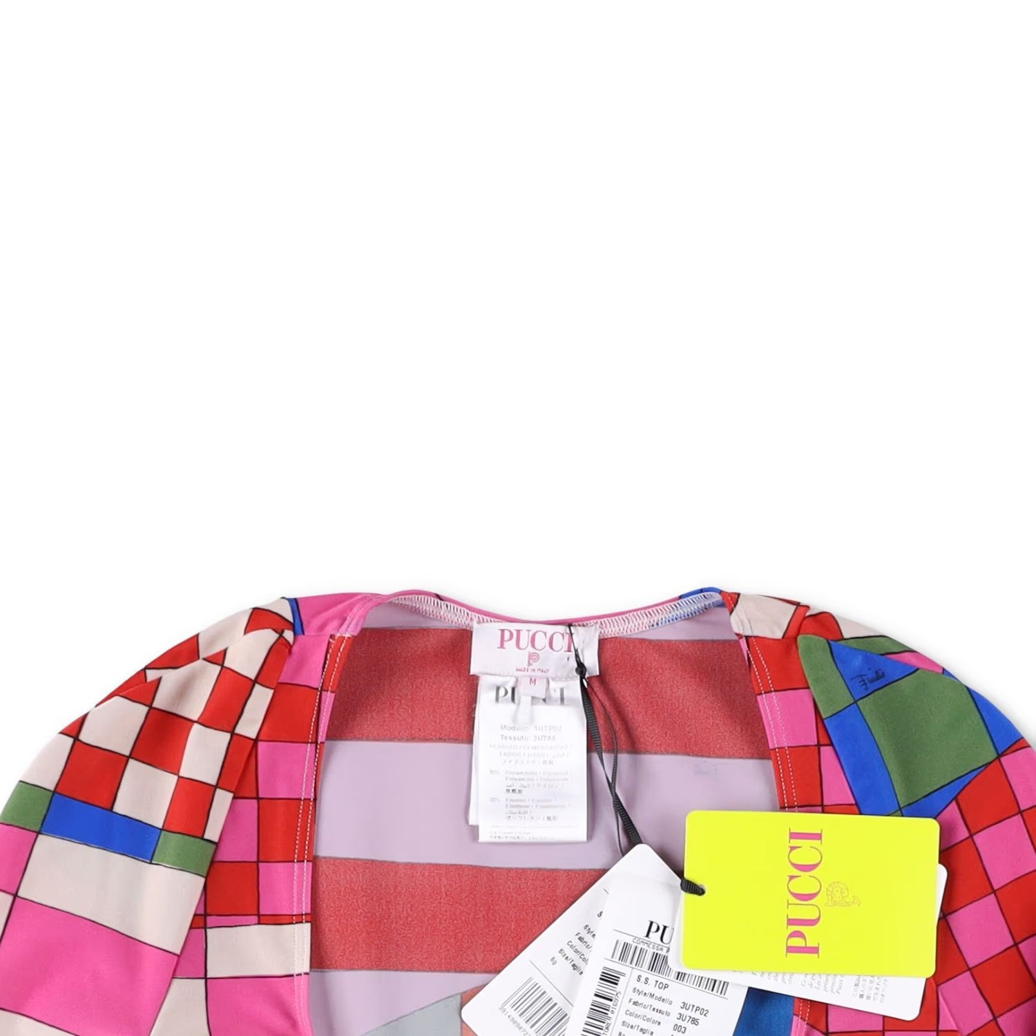 EMILIO PUCCI Womens Lycra Scoop Neck Top Cropped Multicoloured Geo M RRP 305 — View 6