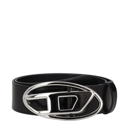 DIESEL Womens Silver Hardware Logo 4 cm Leather Belt Black Size 70 RRP 130