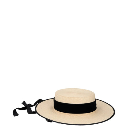 ELIURPI Womens Sun Hat Beige Straw Black Bow Accent And Trim Size M RRP 300 — View 6