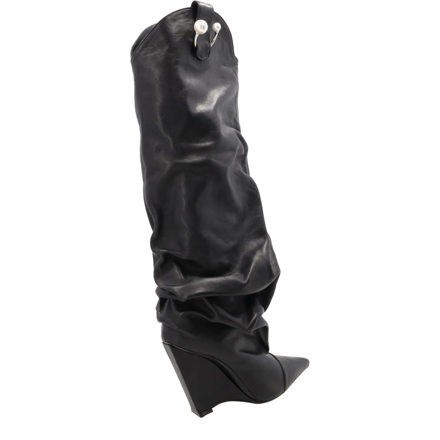 D'ACCORI Womens Arizona Boot 100 Leather Formal Black Wedge Heel EU 39.5 RRP1695 — View 8