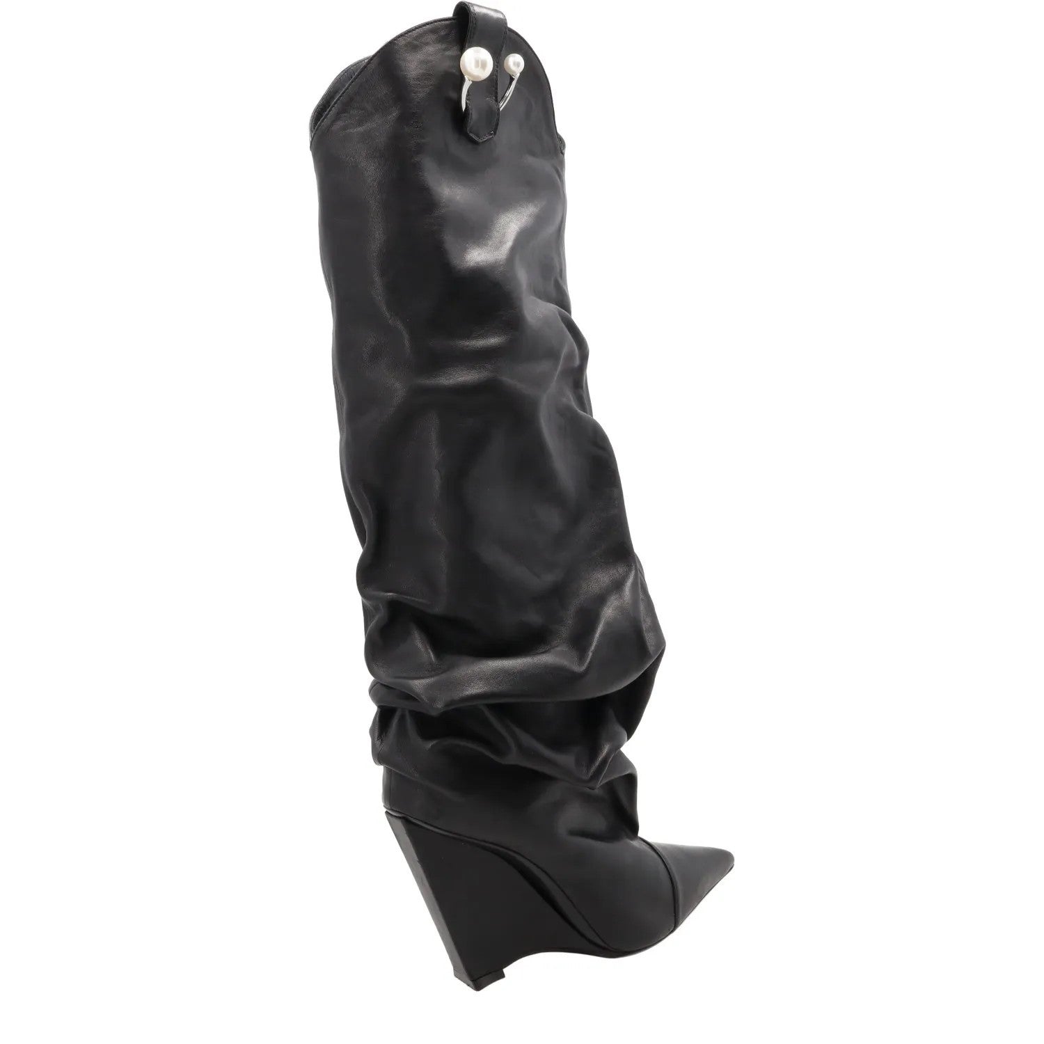 D'ACCORI Womens Arizona Boot 100 Leather Formal Black Wedge Heel EU 39.5 RRP1695 — View 8