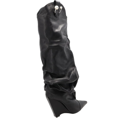 D'ACCORI Womens Arizona Boot 100 Leather Formal Black Wedge Heel EU 39.5 RRP1695 — View 8