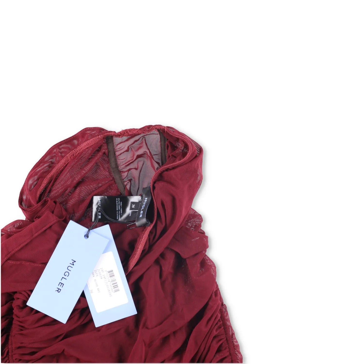 MUGLER Women Skirt Midi with Slit Asymmetric Red Ruched Knit Size 36 RRP 425 — View 8