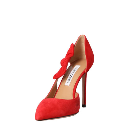 AQUAZZURA Womens Very Bow Tie Pump Red Suede Stylish Stiletto UK 4 RRP 652 — View 3