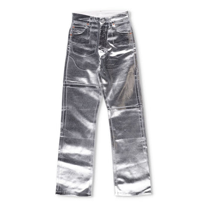 MM6 Mens Jeans Straight Leg High Waist Aluminium Denim Silver Size 26 RRP 406