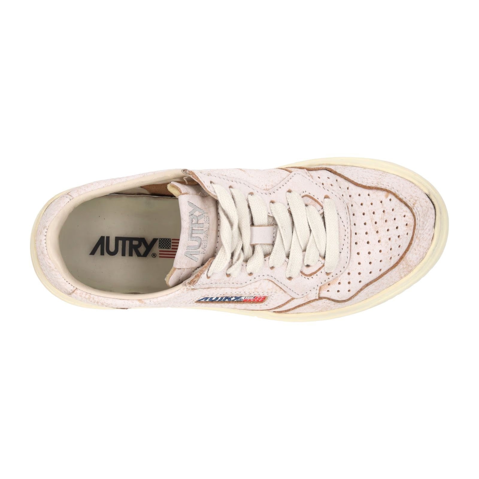 AUTRY Womens Medalist  Bicolour Pink Beige Leather Low Top Sneaker EU 35 RRP 215 — View 7