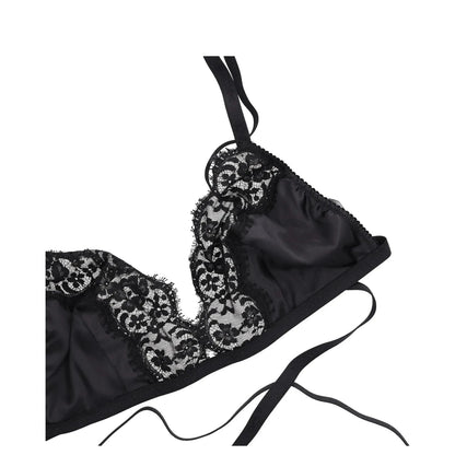 DOLCE&GABBANA Women Softcup Triangle Bra Cross Tie Lace Soft Cup Black 2XLRRP275 — View 3