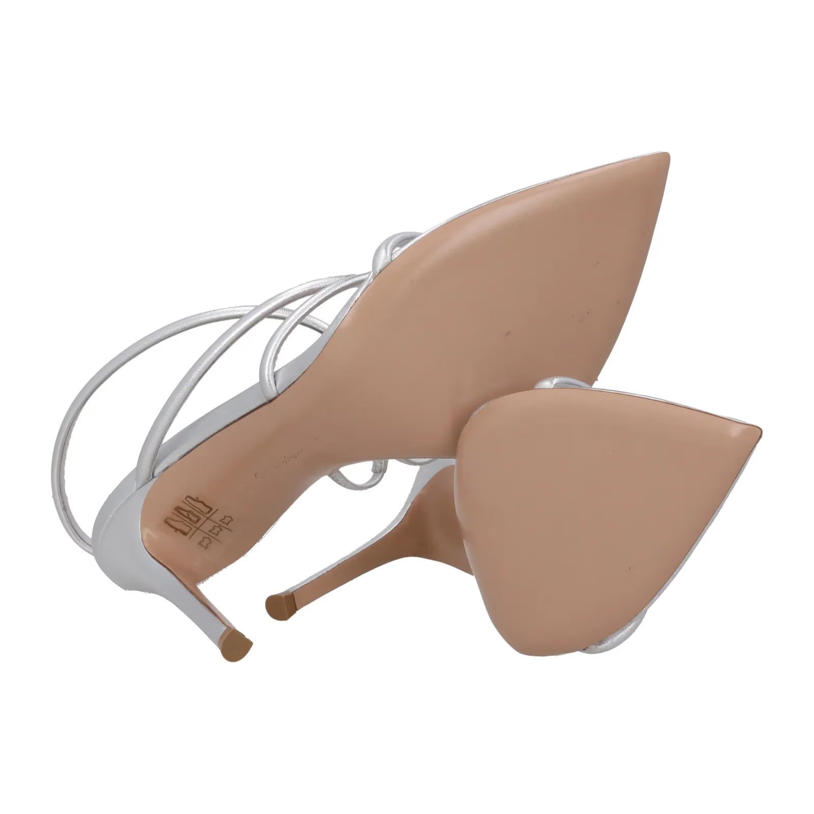 GIANVITO ROSSI Women Ettie 105 Strappy Sandal Silver Slip On Stiletto UK7 RRP756 — View 9