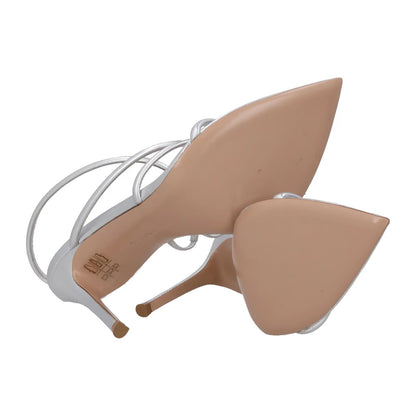 GIANVITO ROSSI Women Ettie 105 Strappy Sandal Silver Slip On Stiletto UK7 RRP756 — View 9