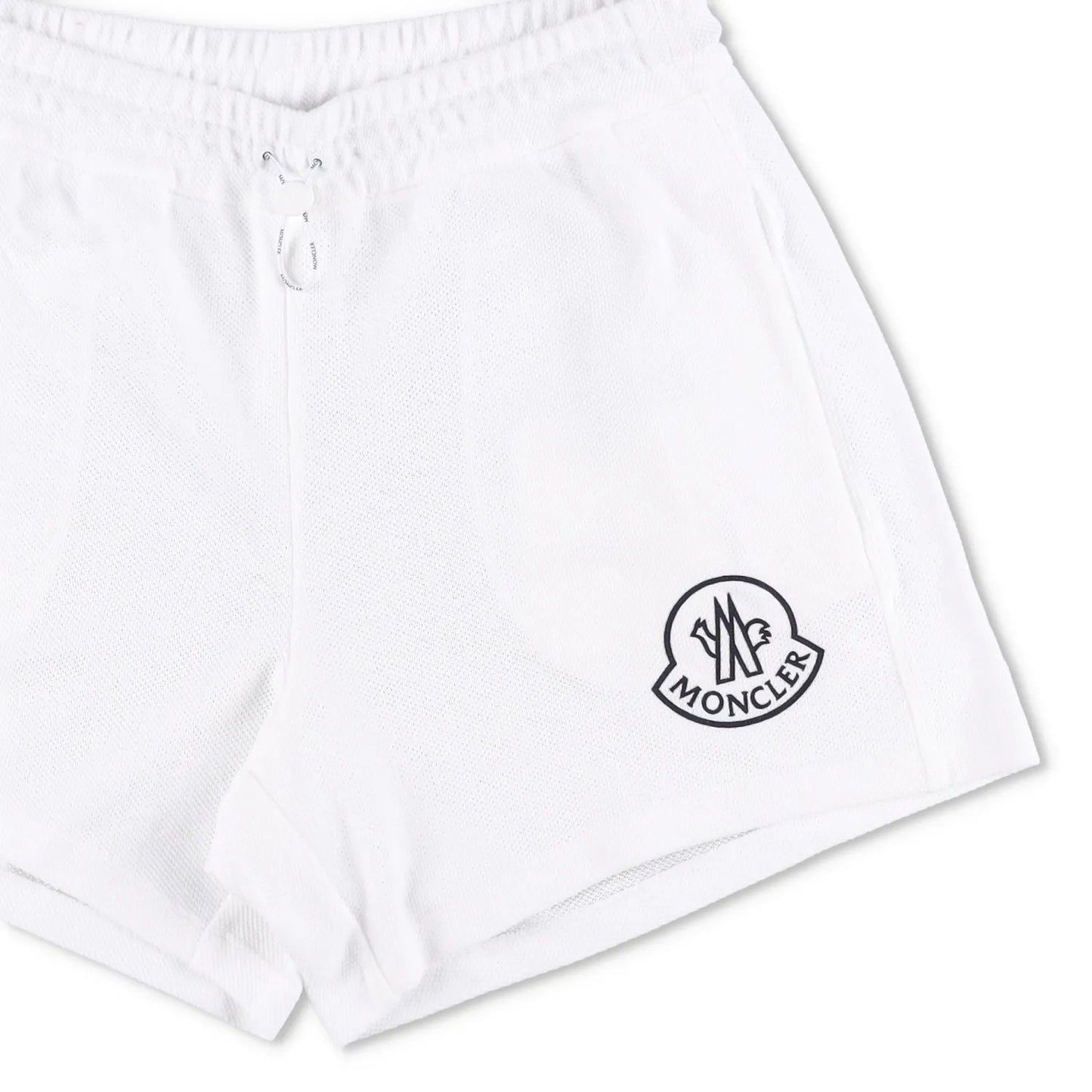 MONCLER Womens Sweat Bottoms Shorts Logo Patch Bermuda White Size M RRP 395 — View 4