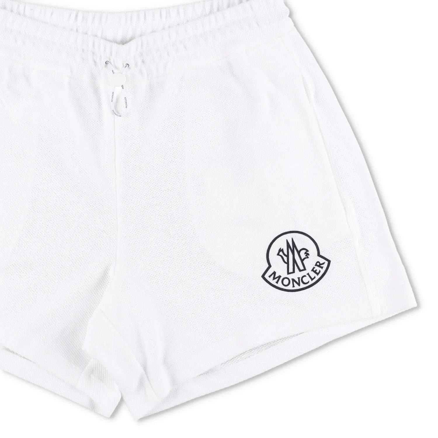 MONCLER Womens Sweat Bottoms Shorts Logo Patch Bermuda White Size M RRP 395 — View 4