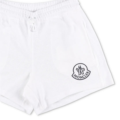 MONCLER Womens Sweat Bottoms Shorts Logo Patch Bermuda White Size M RRP 395 — View 4