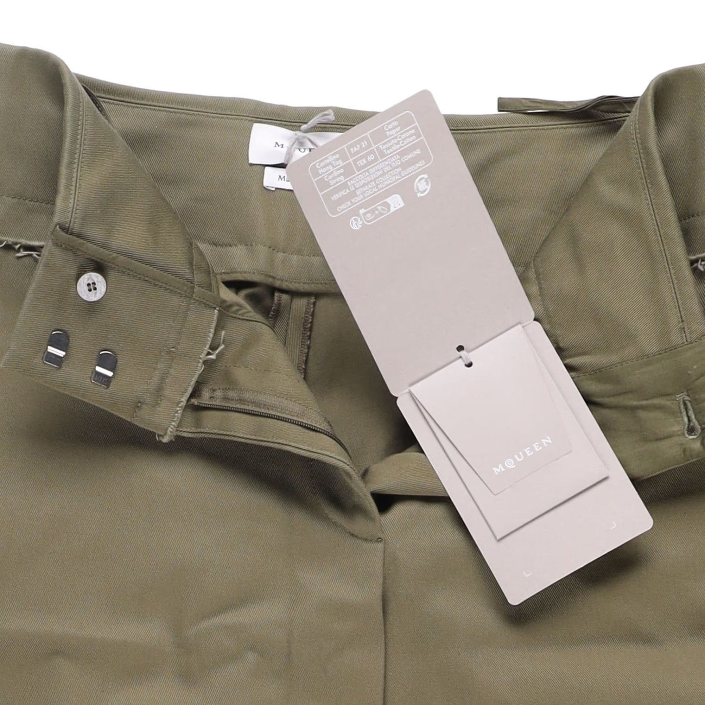 ALEXANDER MCQUEEN Womens Wide Leg Trousers Military Green Size 40 RRP 823.7 — View 10