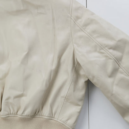FRANKIE SHOP Womens Micky Zip Faux Leather Cropped Bomber Jacket Cream XL RRP370 — View 5