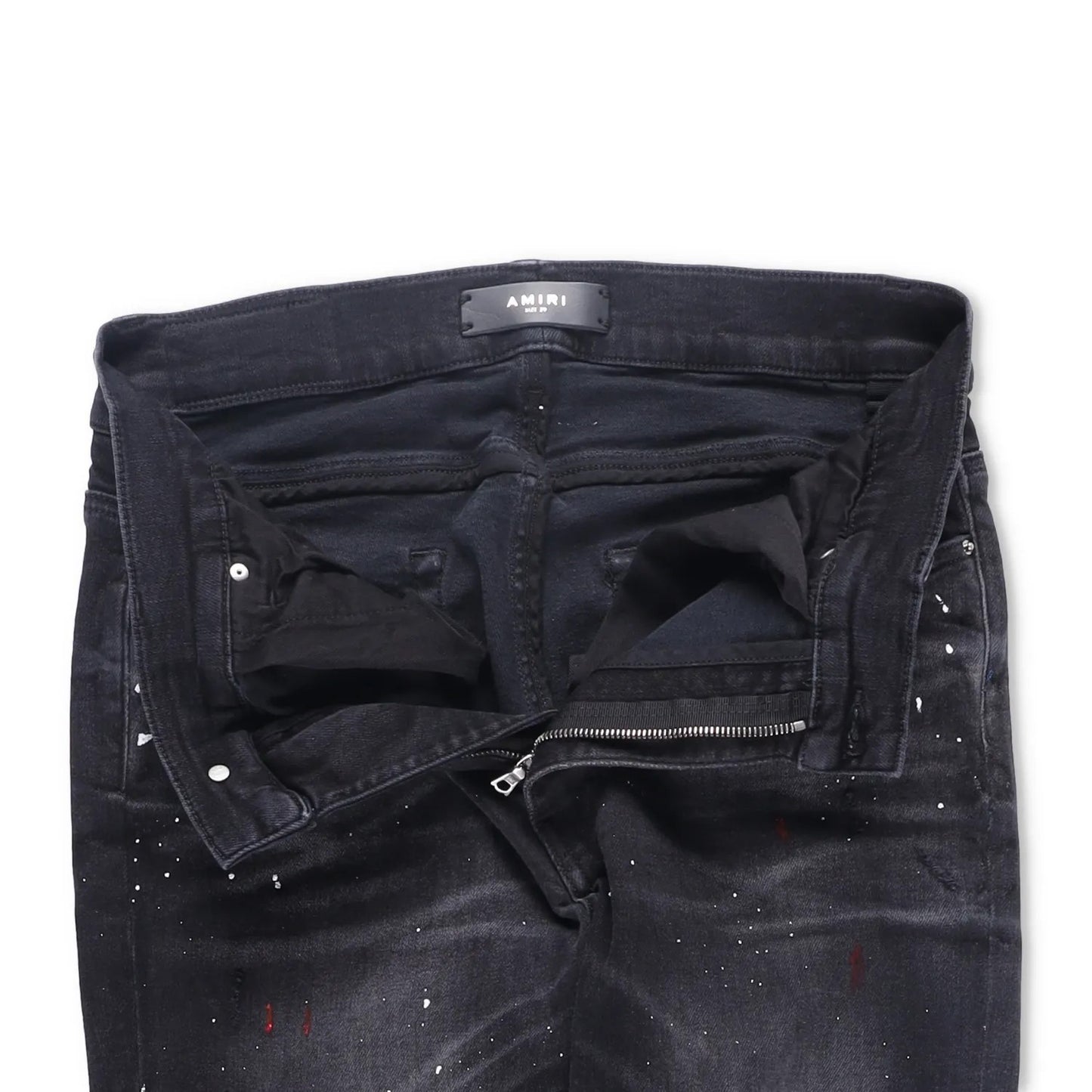 AMIRI Mens Skinny Jeans Cotton Blend Paint Splatter Distressed Black 31 RRP 745 — View 8
