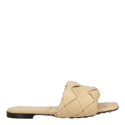 BOTTEGA VENETA Womens Sliders Flat Beige Leather Woven Slip On UK 4.5 RRP 1010