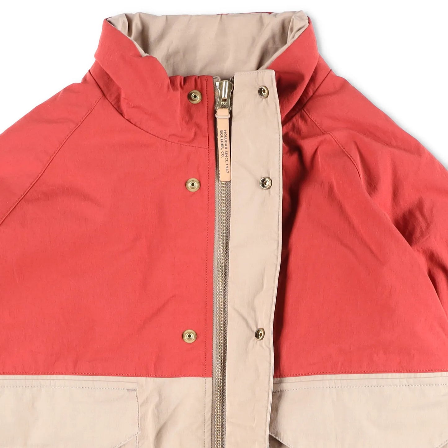 HOLUBAR Mens Coat Beige Red Snap Closure Stand Up Collar Pockets L - 4 RRP 500 — View 6