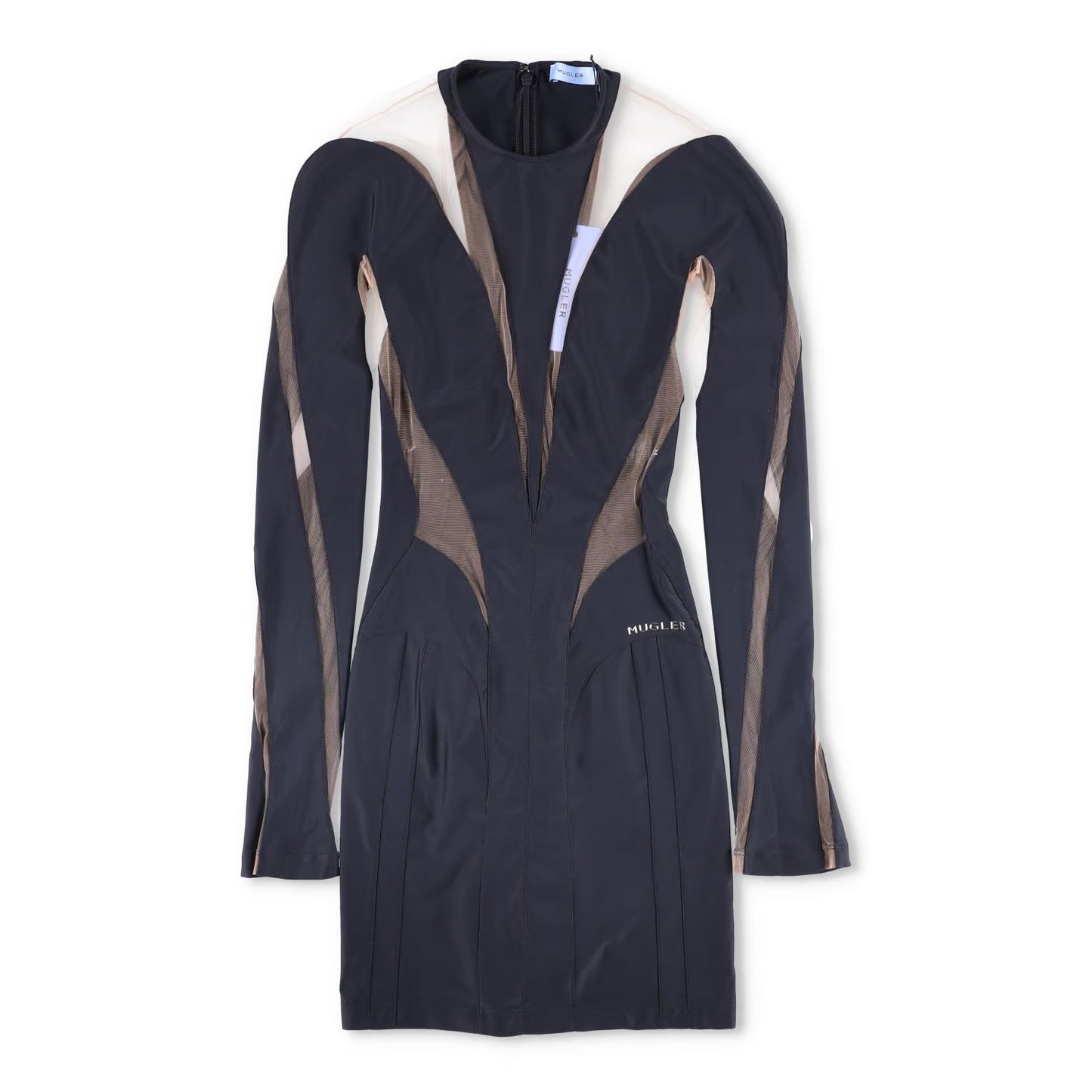 MUGLER Bodycon Mini Dress Black Nude 01 Black Mini Dresses Size 34 RRP 650