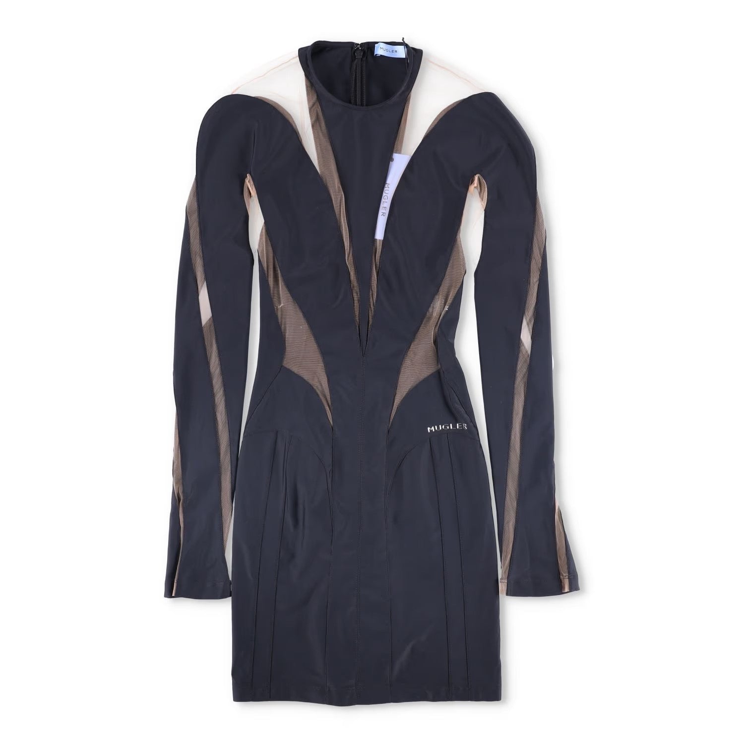 MUGLER Bodycon Mini Dress Black Nude 01 Black Mini Dresses Size 34 RRP 650