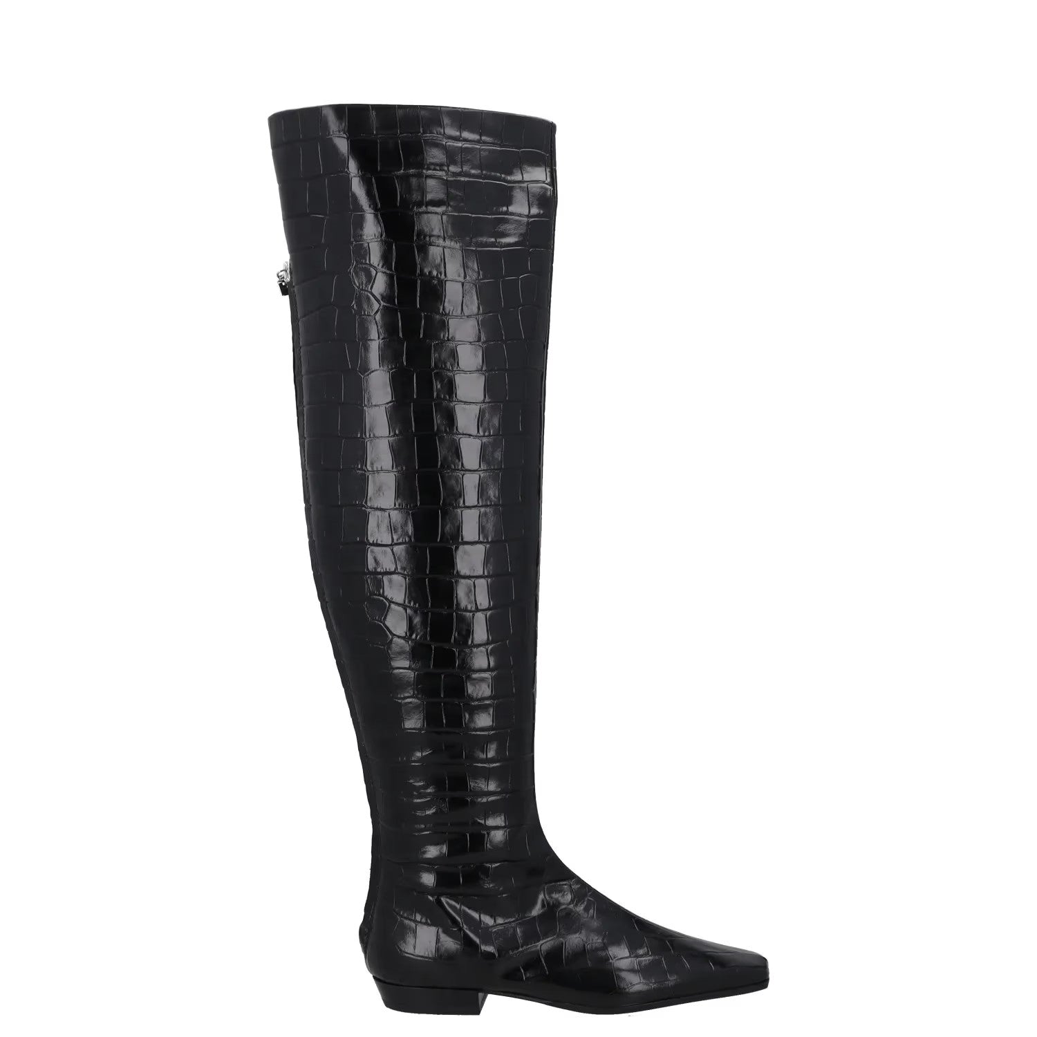 TOTEME Womens Knee High Boots Black Leather Slip On Pointed Croc UK 3 RRP 770