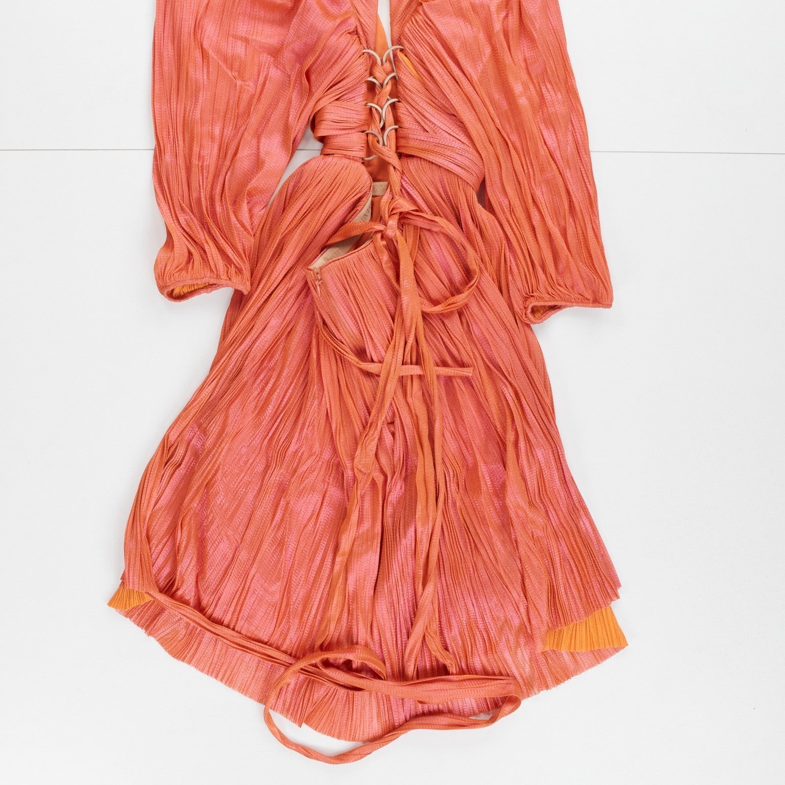 MARIA LUCIA HOHAN Sandra Mini Dress Orange Foiled Silk Size 34 RRP1850 — View 5