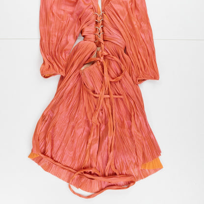 MARIA LUCIA HOHAN Sandra Mini Dress Orange Foiled Silk Size 34 RRP1850 — View 5