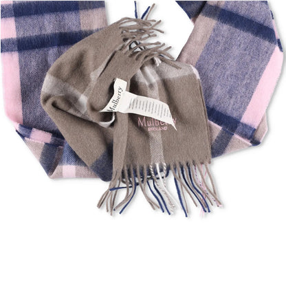 MULBERRY Womens Rectangle Scarf Wool Knit Multicoloured Plaid Logo OS RRP 200 — View 5