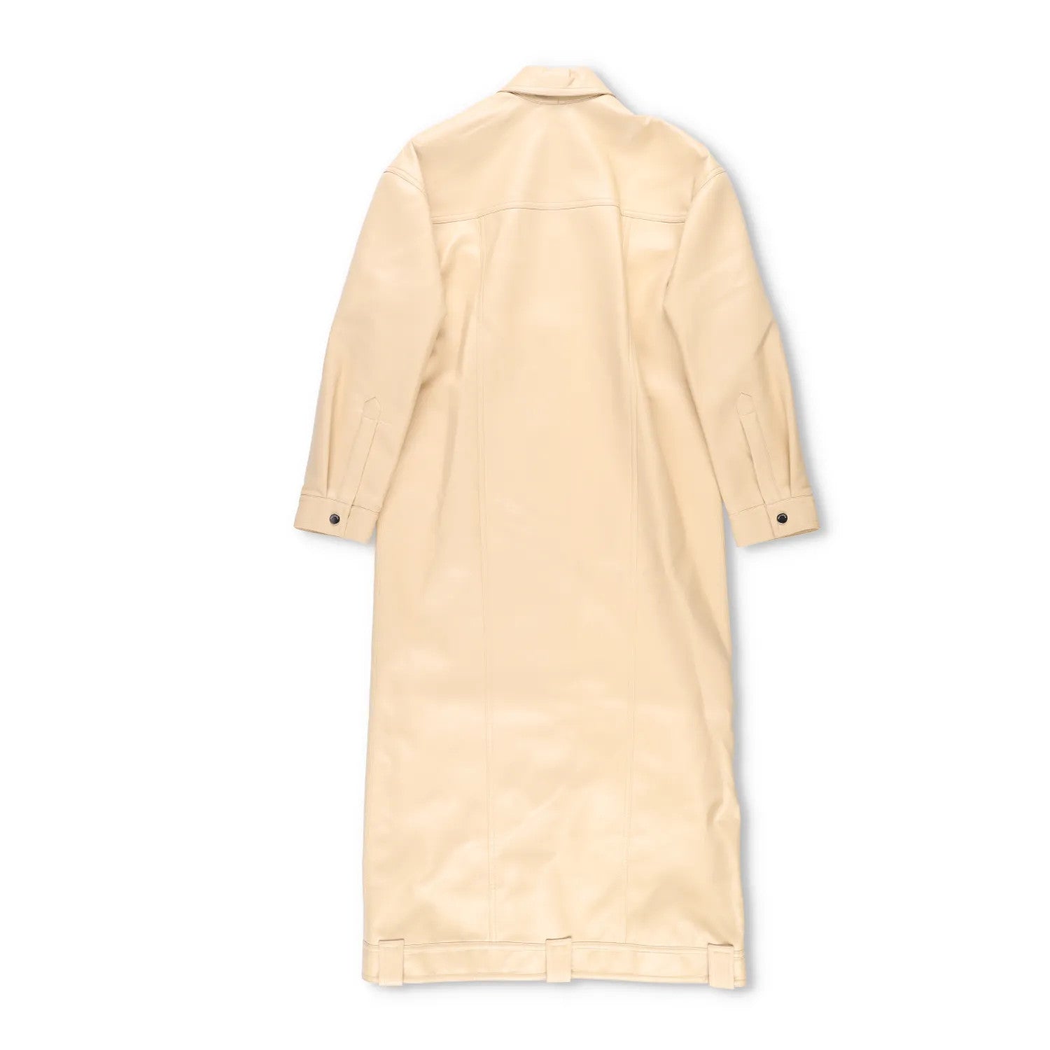 NANUSHKA Women Keano Trench Coat Long Collared Button Up Leather Beige M RRP1475 — View 6