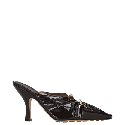 BOTTEGA VENETA Women High Heel Point Toe Mule Patent Leather Brown UK6.5 RRP1330